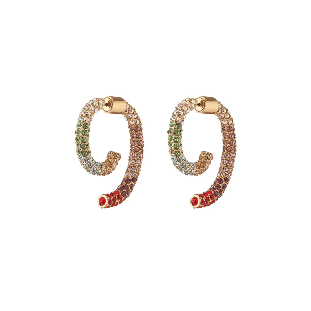 Mini Pave Luna Earrings (Rainbow)