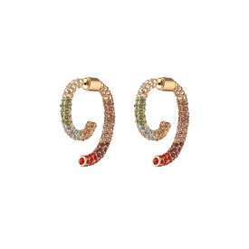 Mini Pave Luna Earrings (Rainbow)