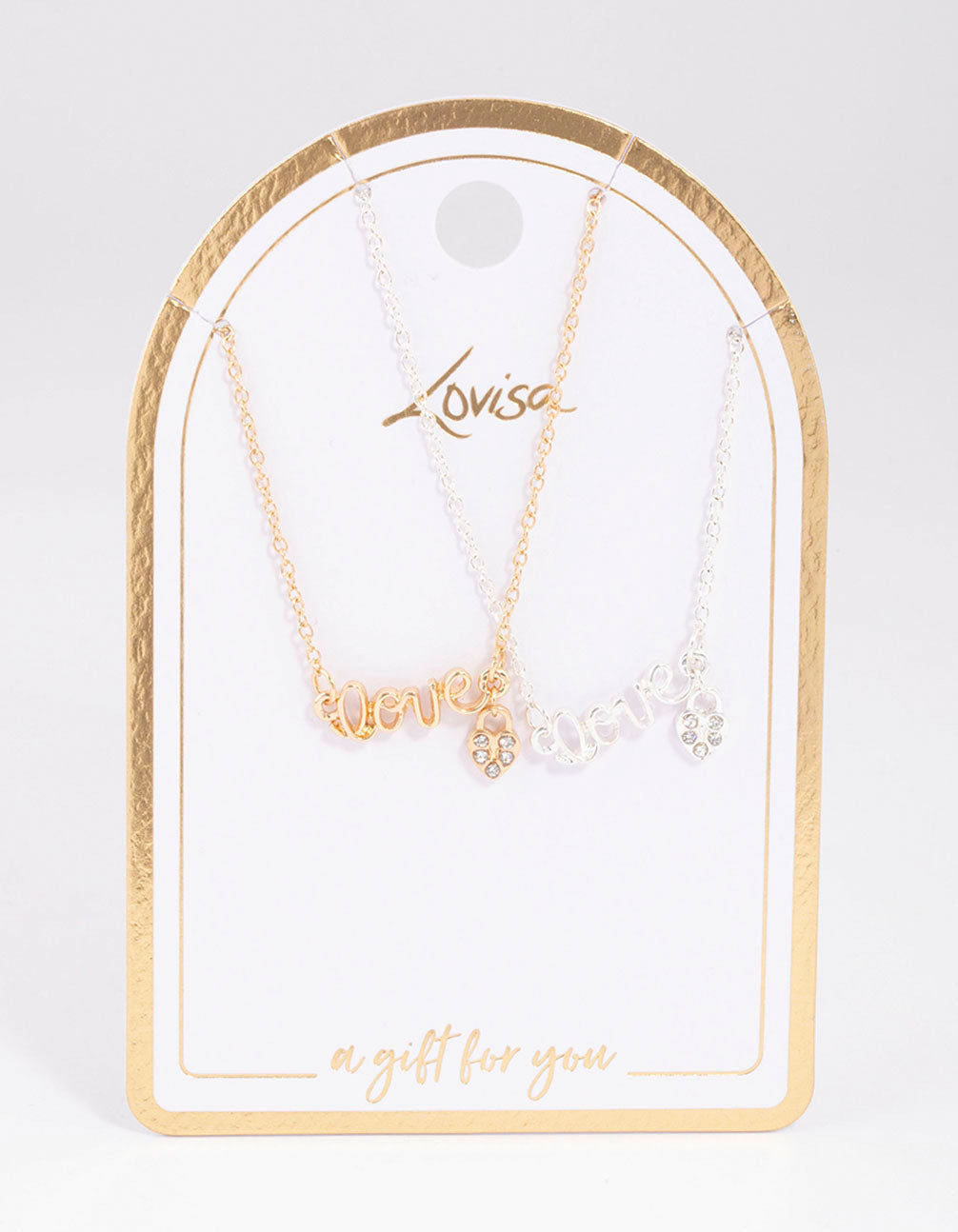 Mixed Metal Love Script Necklace Pack