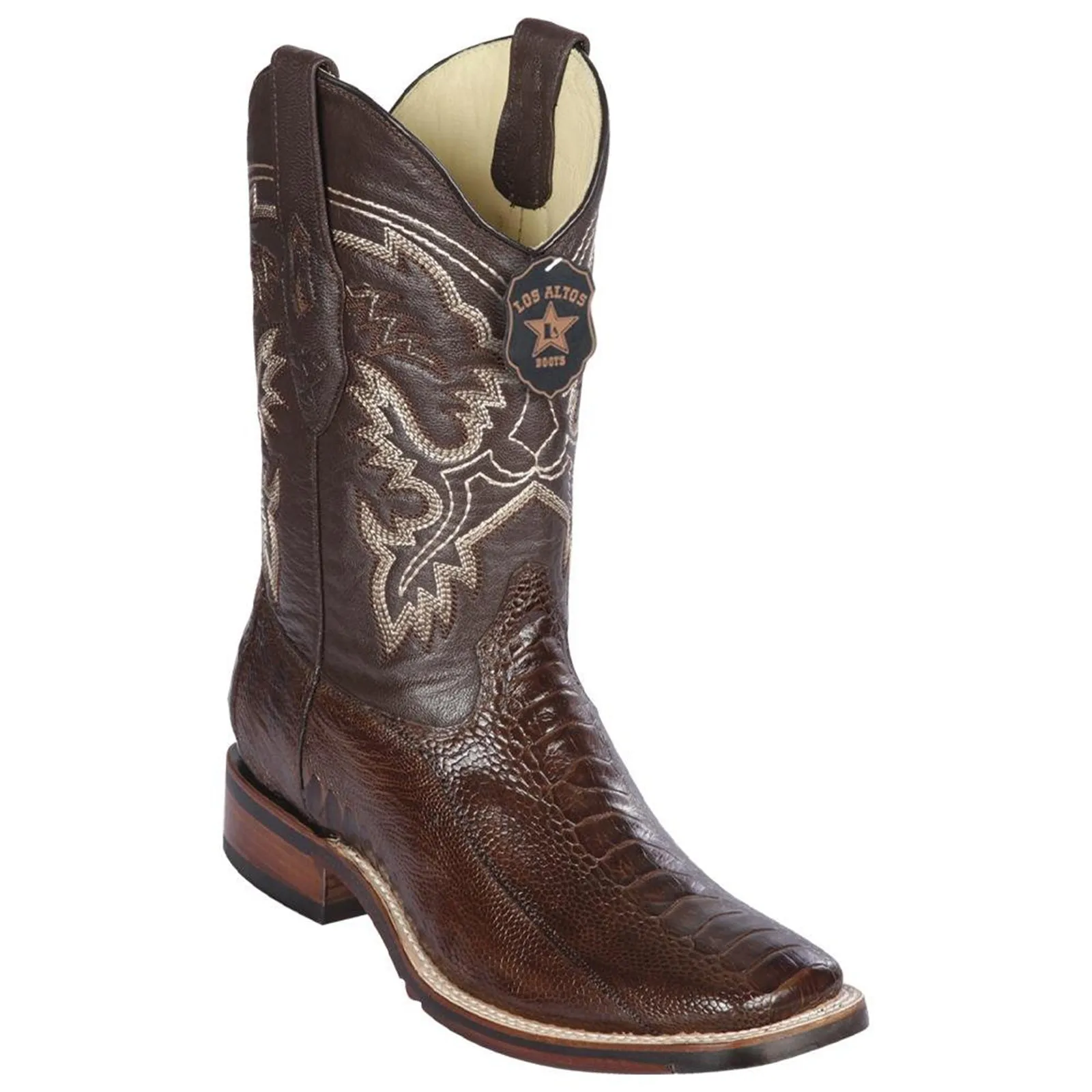 Ostrich Leg Square Toe Cowboy Boots