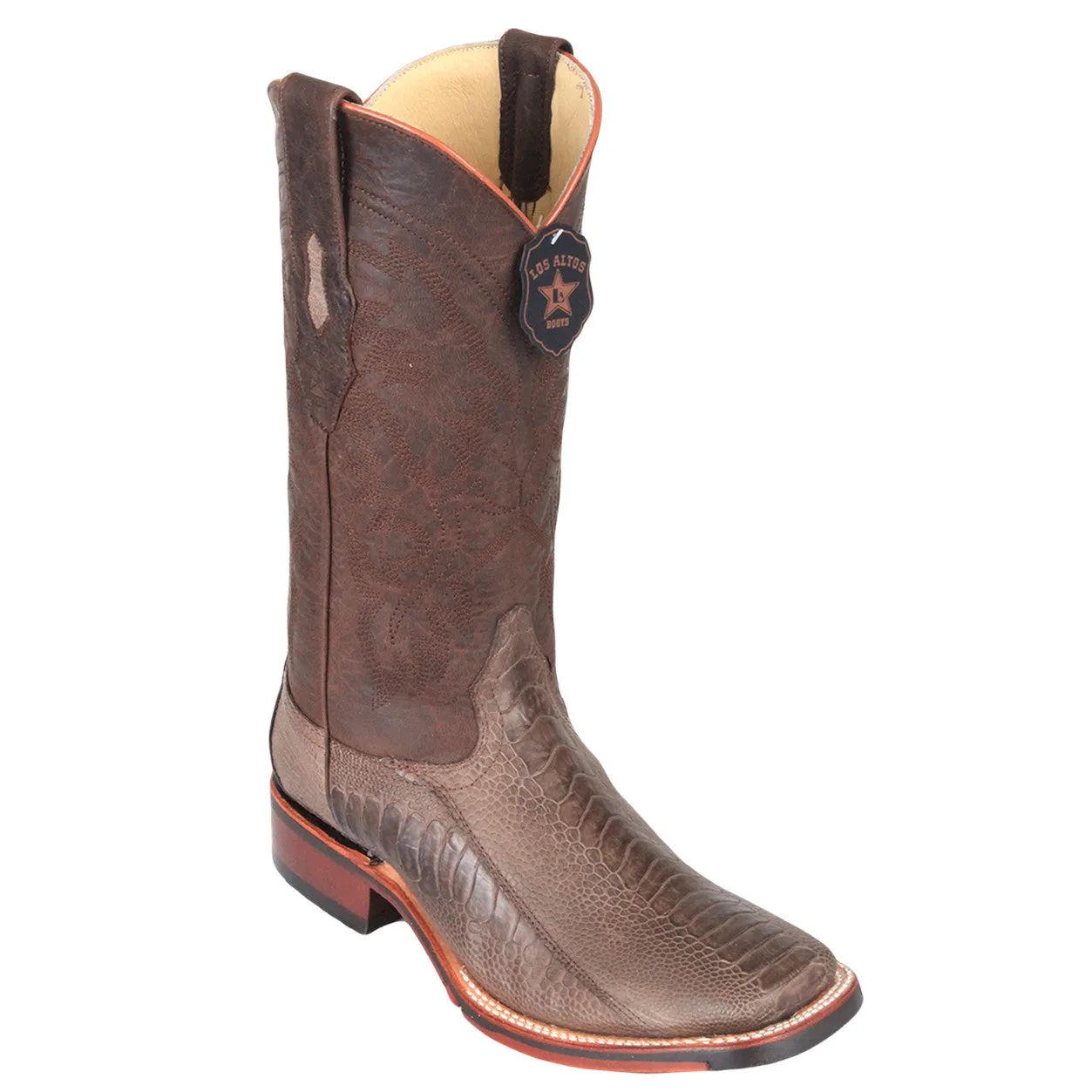 Ostrich Leg Square Toe Cowboy Boots