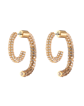 Pave Luna Earrings (Shiny Gold/Grey Ombre)