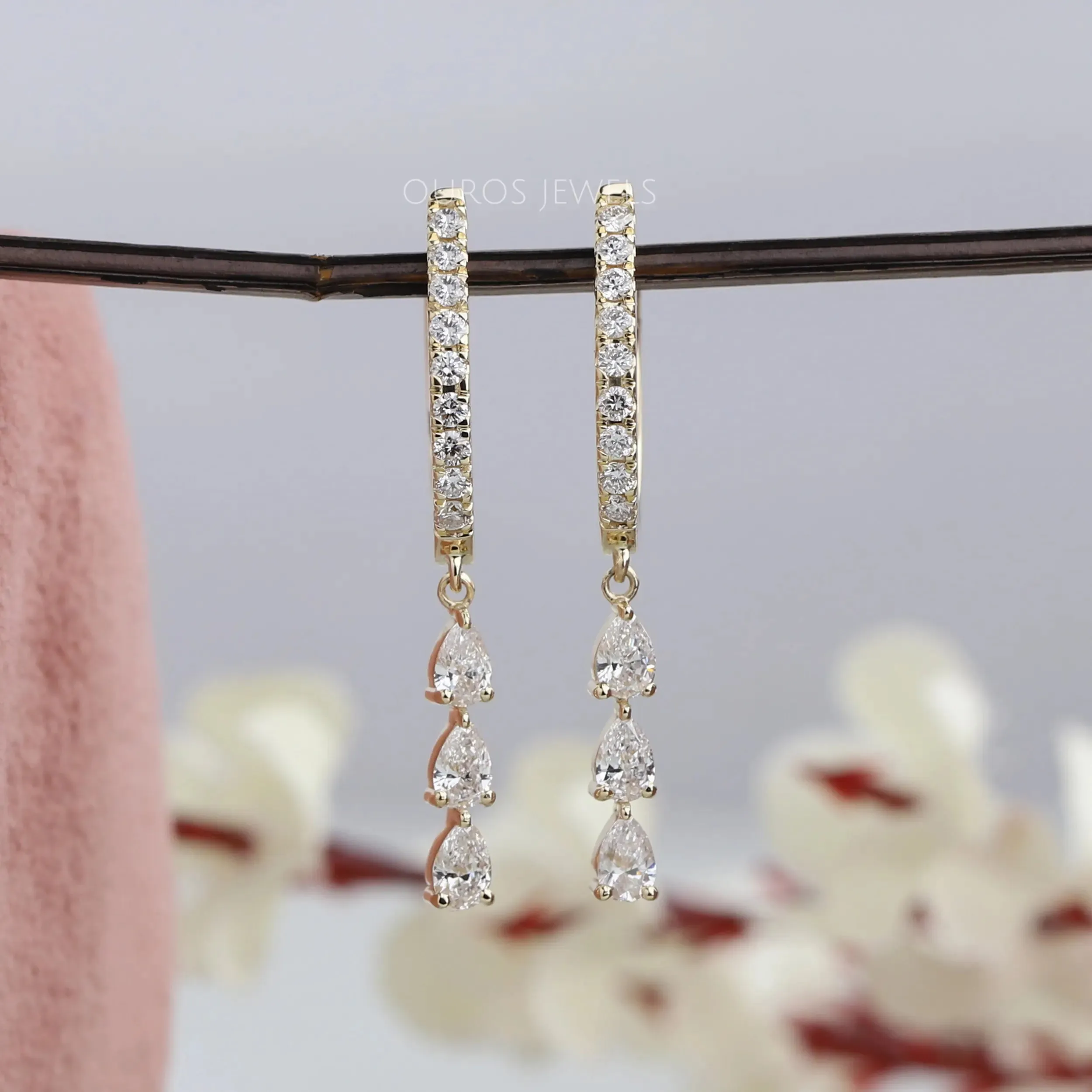 Pear Cut Lab Diamond Drop And Dangle Earrings