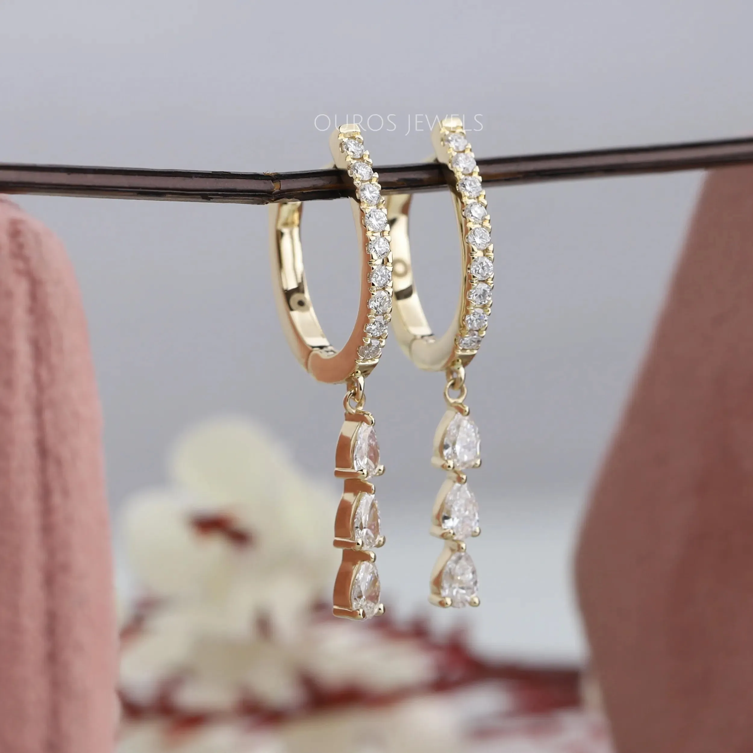 Pear Cut Lab Diamond Drop And Dangle Earrings