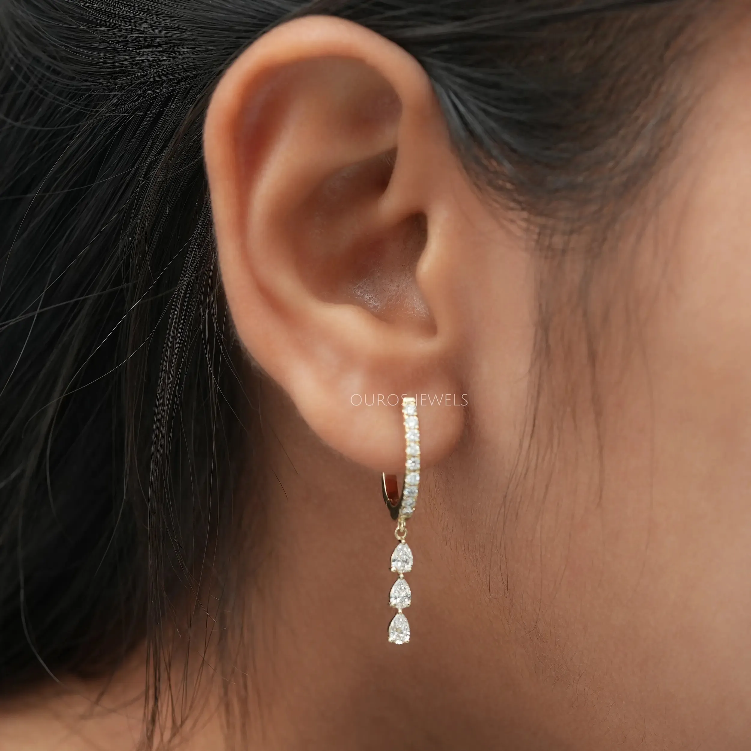 Pear Cut Lab Diamond Drop And Dangle Earrings