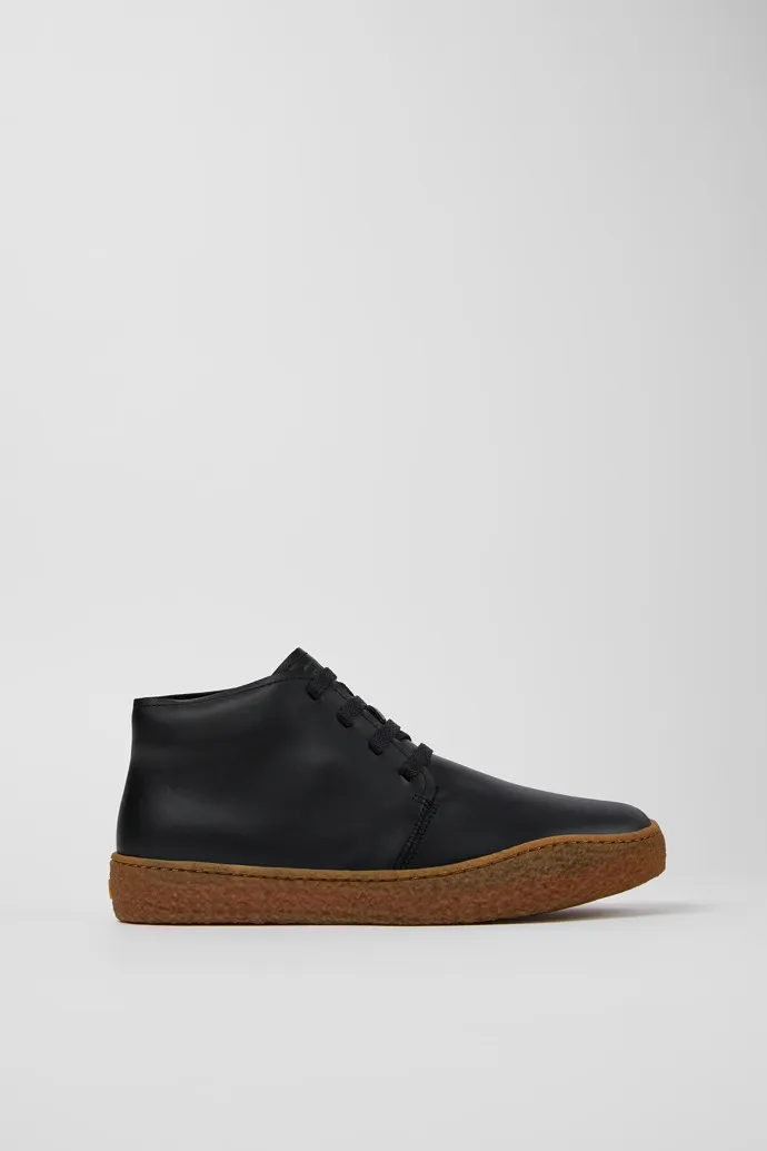 Peu Terreno Black Leather Desert Boot for Men