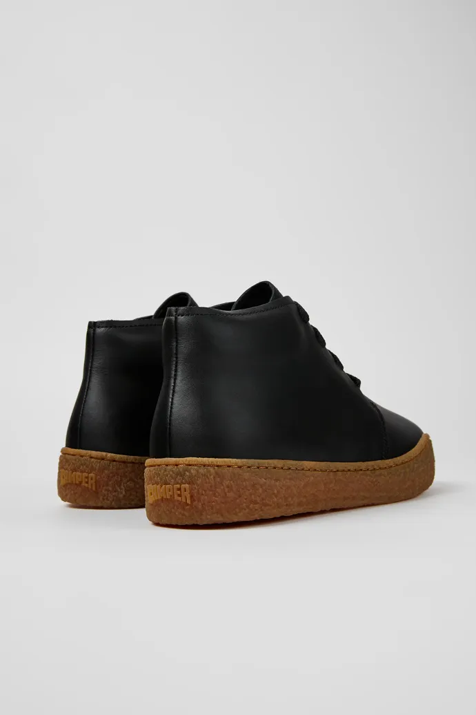 Peu Terreno Black Leather Desert Boot for Men