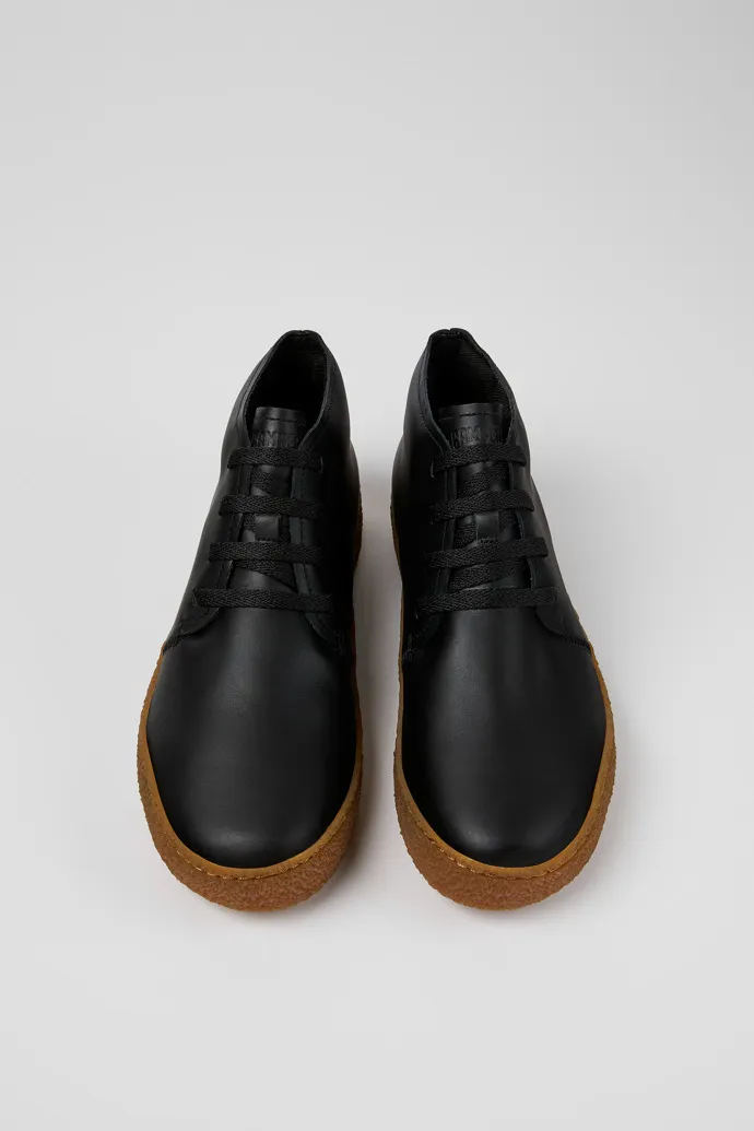 Peu Terreno Black Leather Desert Boot for Men