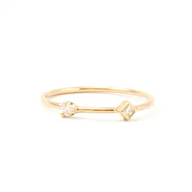 Princess & Round Diamond Thin Band Ring