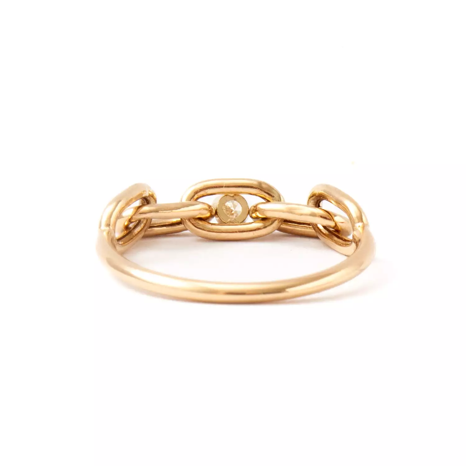 Prong Diamond & Square Oval Link Chain Ring