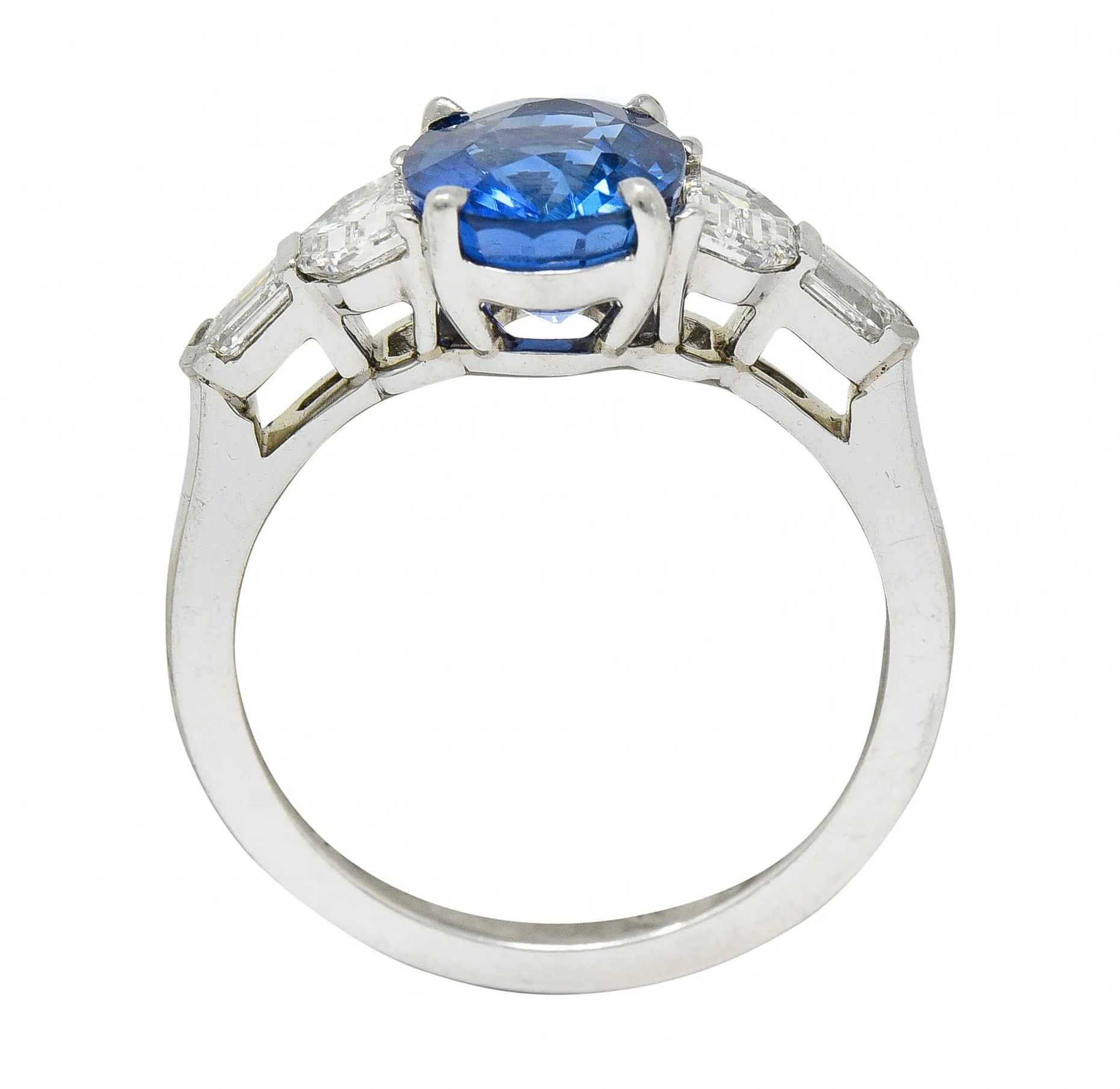 Raymond Yard 3.20 CTW No Heat Sapphire Diamond Platinum Ring GIA