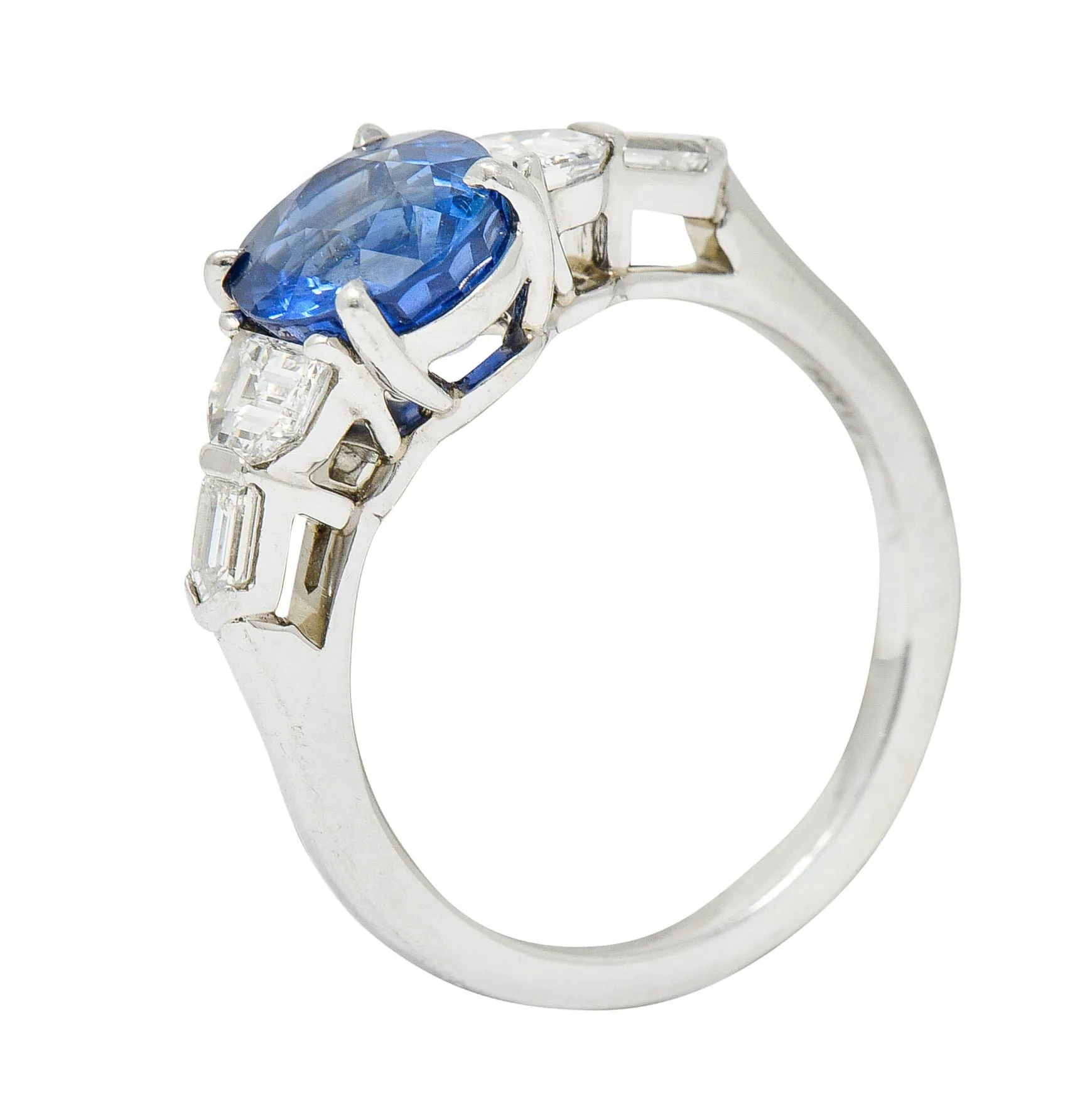 Raymond Yard 3.20 CTW No Heat Sapphire Diamond Platinum Ring GIA