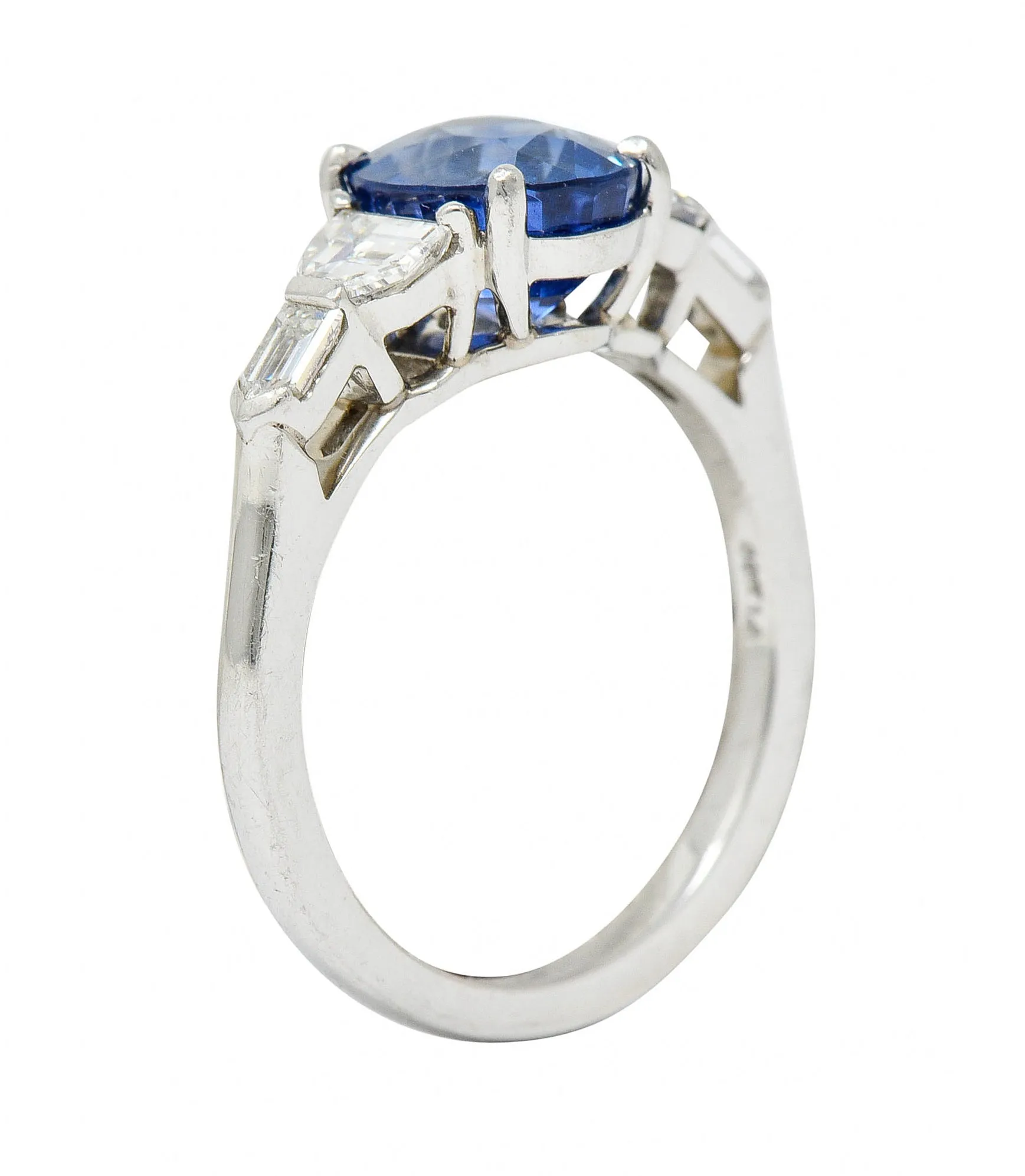 Raymond Yard 3.20 CTW No Heat Sapphire Diamond Platinum Ring GIA