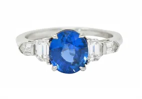 Raymond Yard 3.20 CTW No Heat Sapphire Diamond Platinum Ring GIA