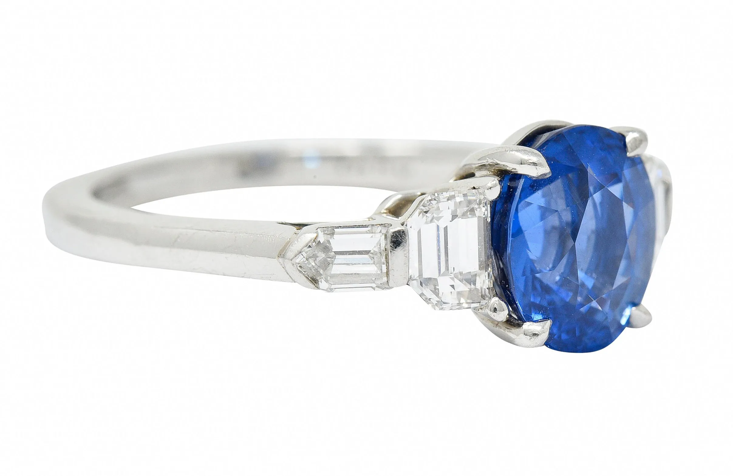 Raymond Yard 3.20 CTW No Heat Sapphire Diamond Platinum Ring GIA