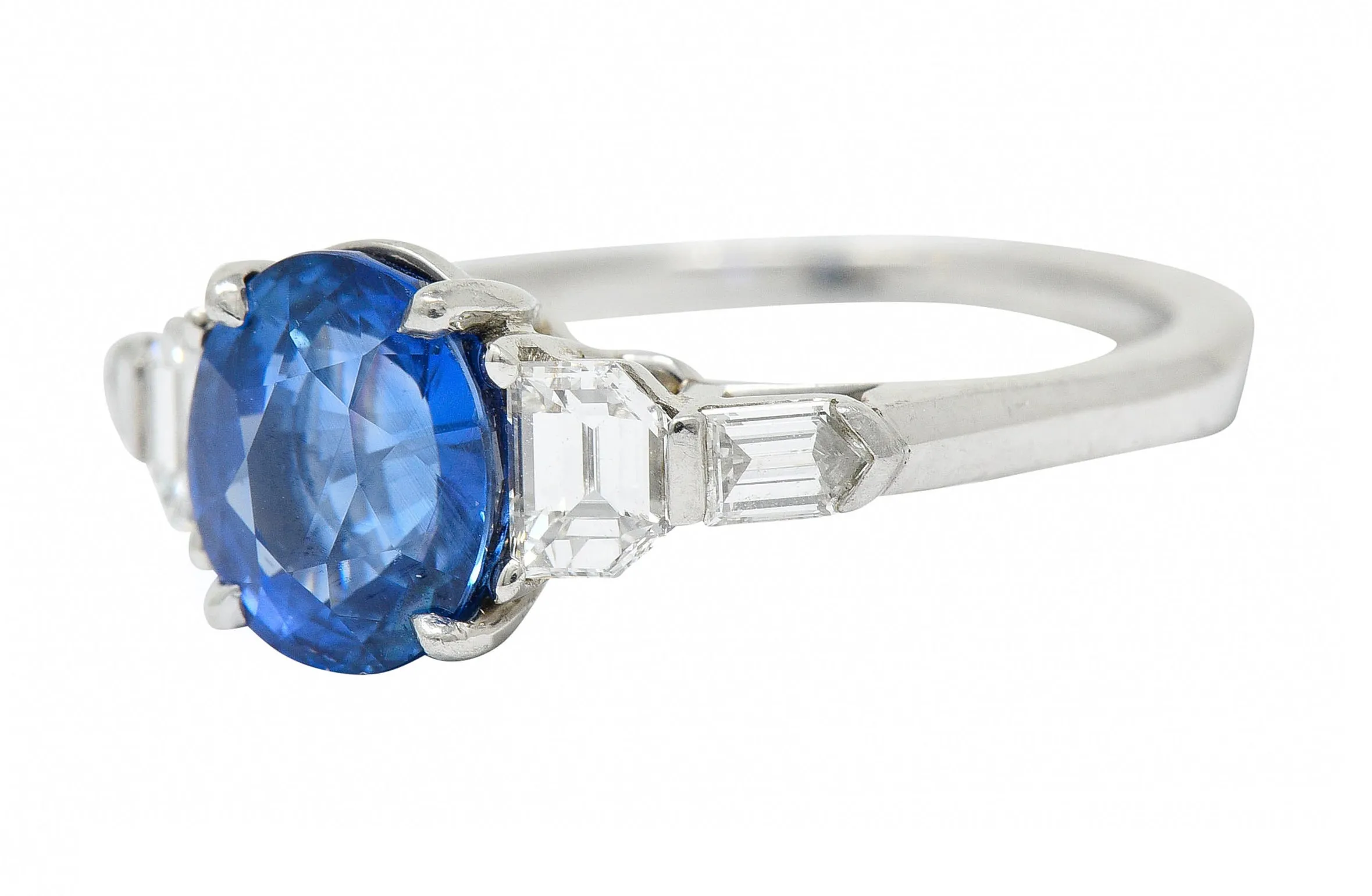 Raymond Yard 3.20 CTW No Heat Sapphire Diamond Platinum Ring GIA