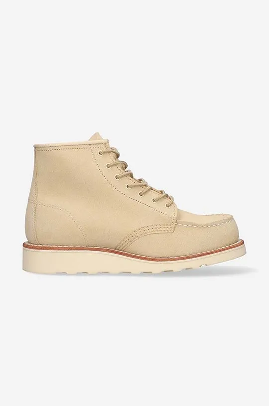 Red Wing leather biker boots 6-inch Moc Toe women's beige color 3328