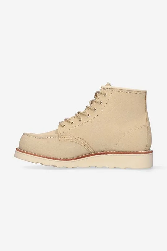 Red Wing leather biker boots 6-inch Moc Toe women's beige color 3328