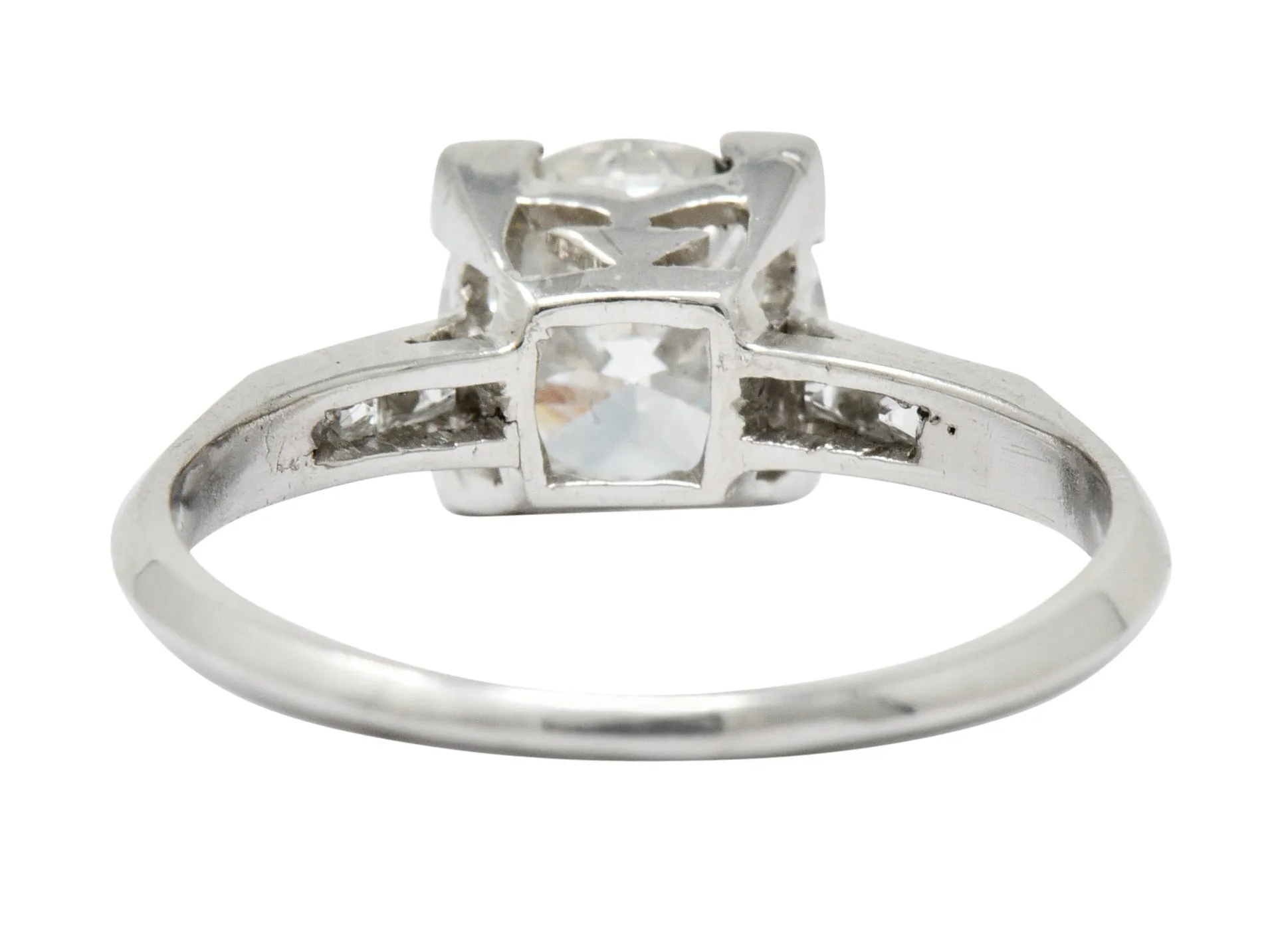 Retro 1.54 CTW Diamond Platinum Engagement Ring GIA Circa 1940