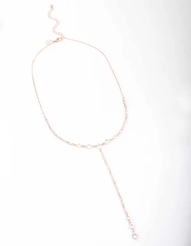 Rose Gold Diamante Lariat Necklace