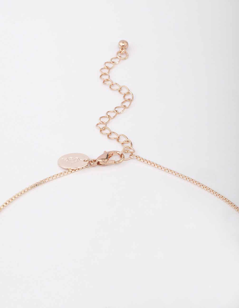 Rose Gold Diamante Lariat Necklace