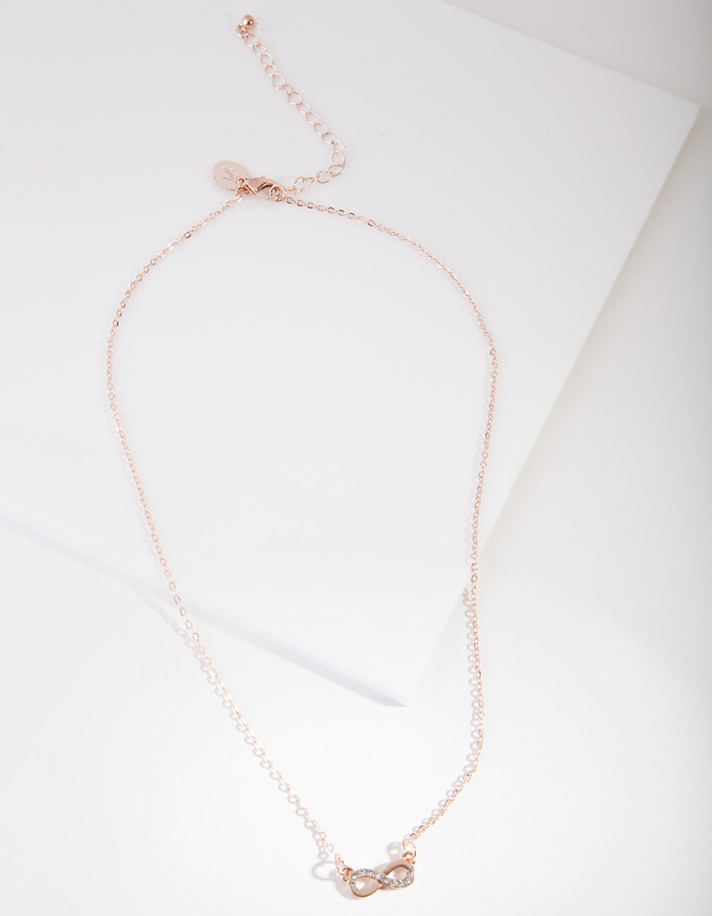 Rose Gold Simple Diamante Infinity Necklace