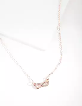 Rose Gold Simple Diamante Infinity Necklace