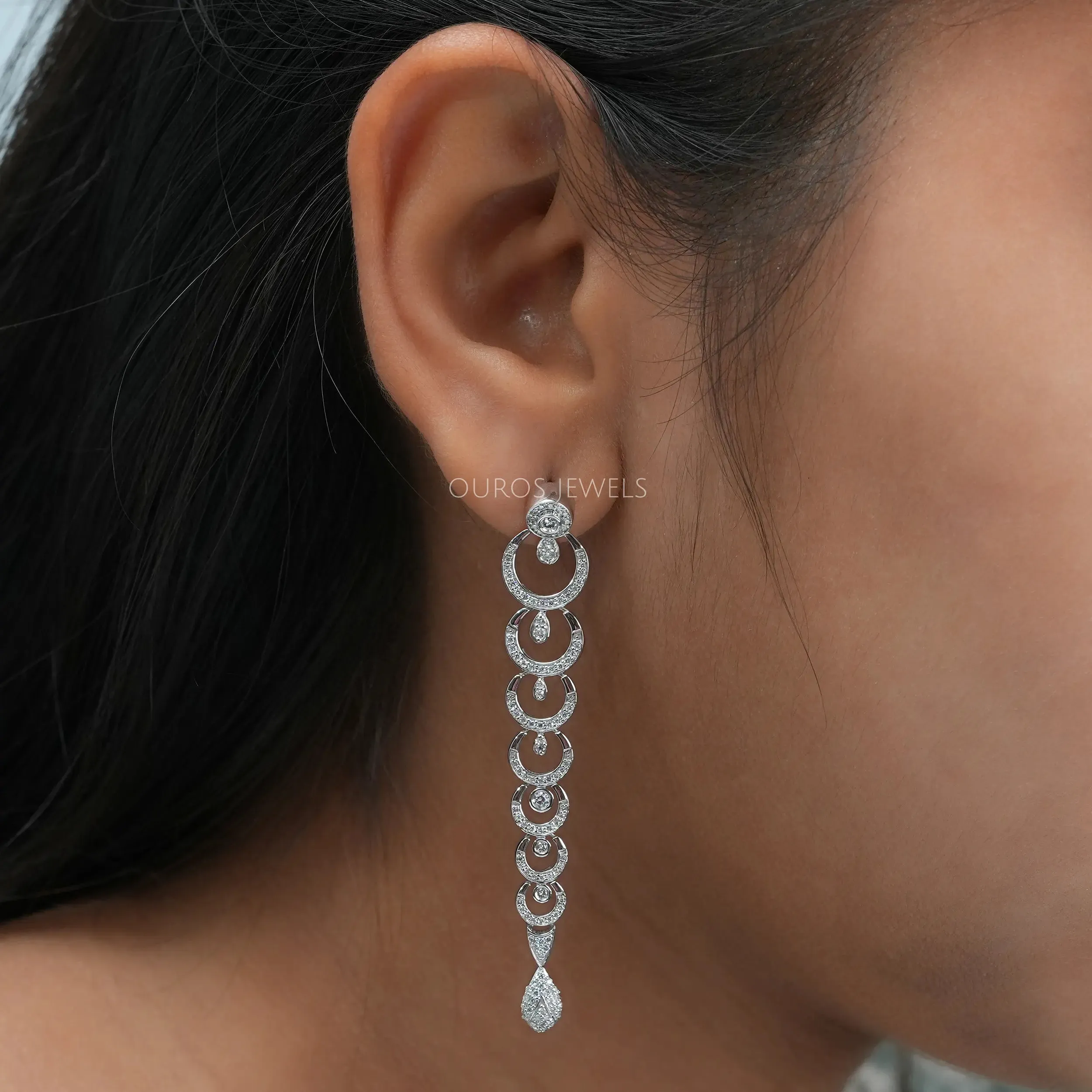 Round Diamond Chandelier Tassel Earrings