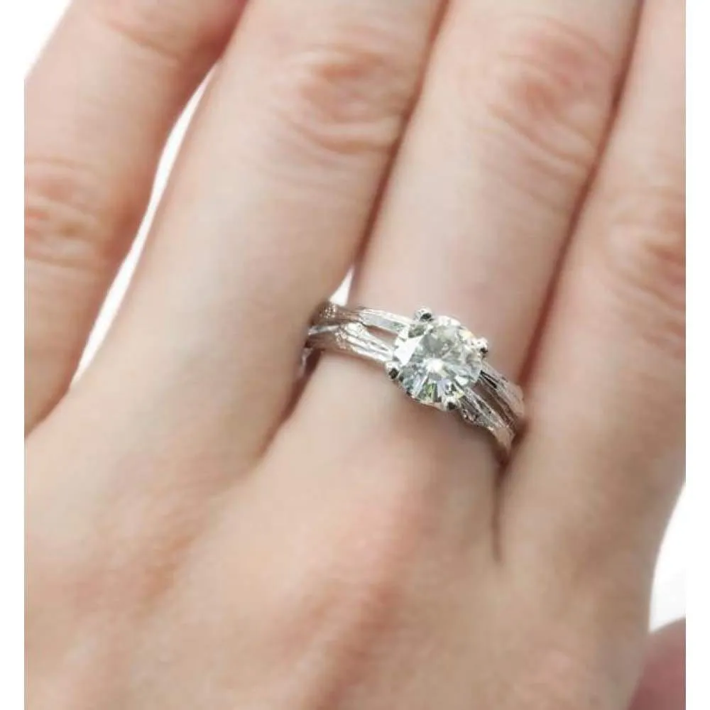 Round Moissanite twig ring