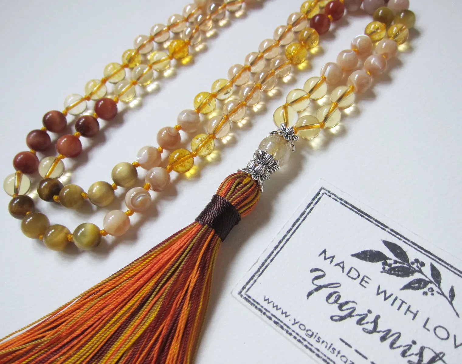 SALE - Radiant Manipura Chakra Mala Tassel Necklace