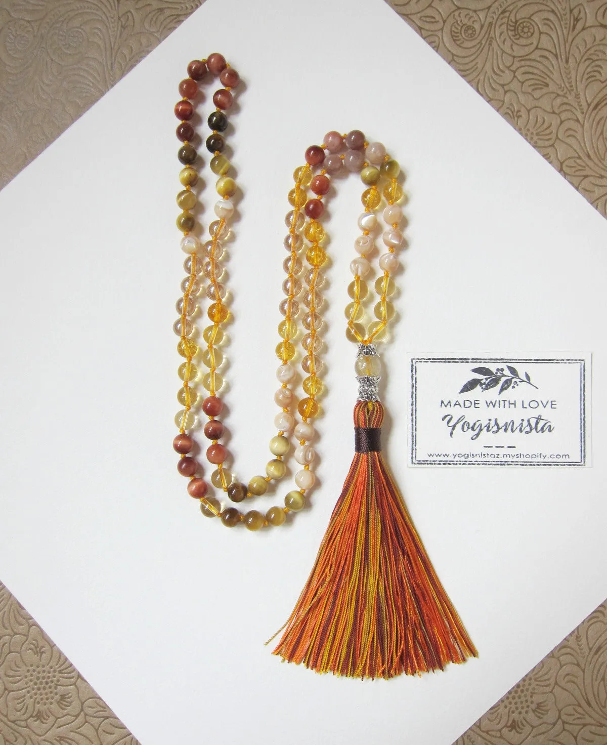 SALE - Radiant Manipura Chakra Mala Tassel Necklace