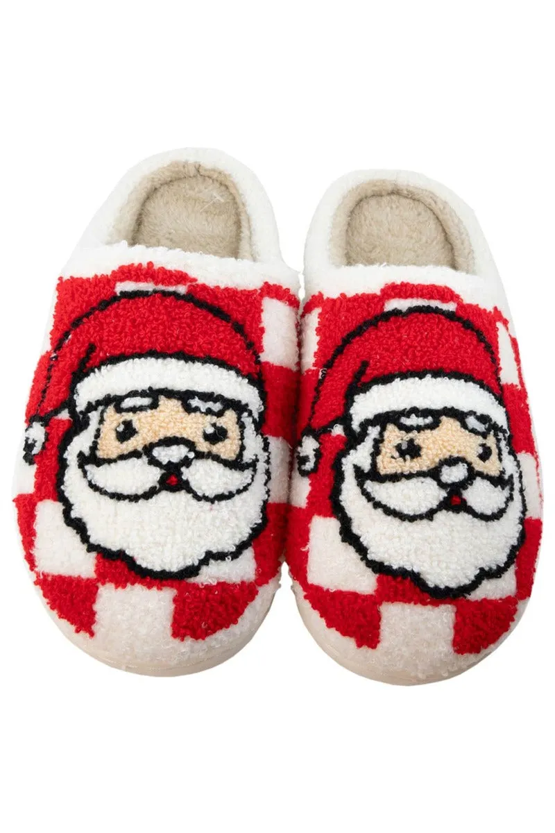 Santa Red Checkered Cozy Slippers