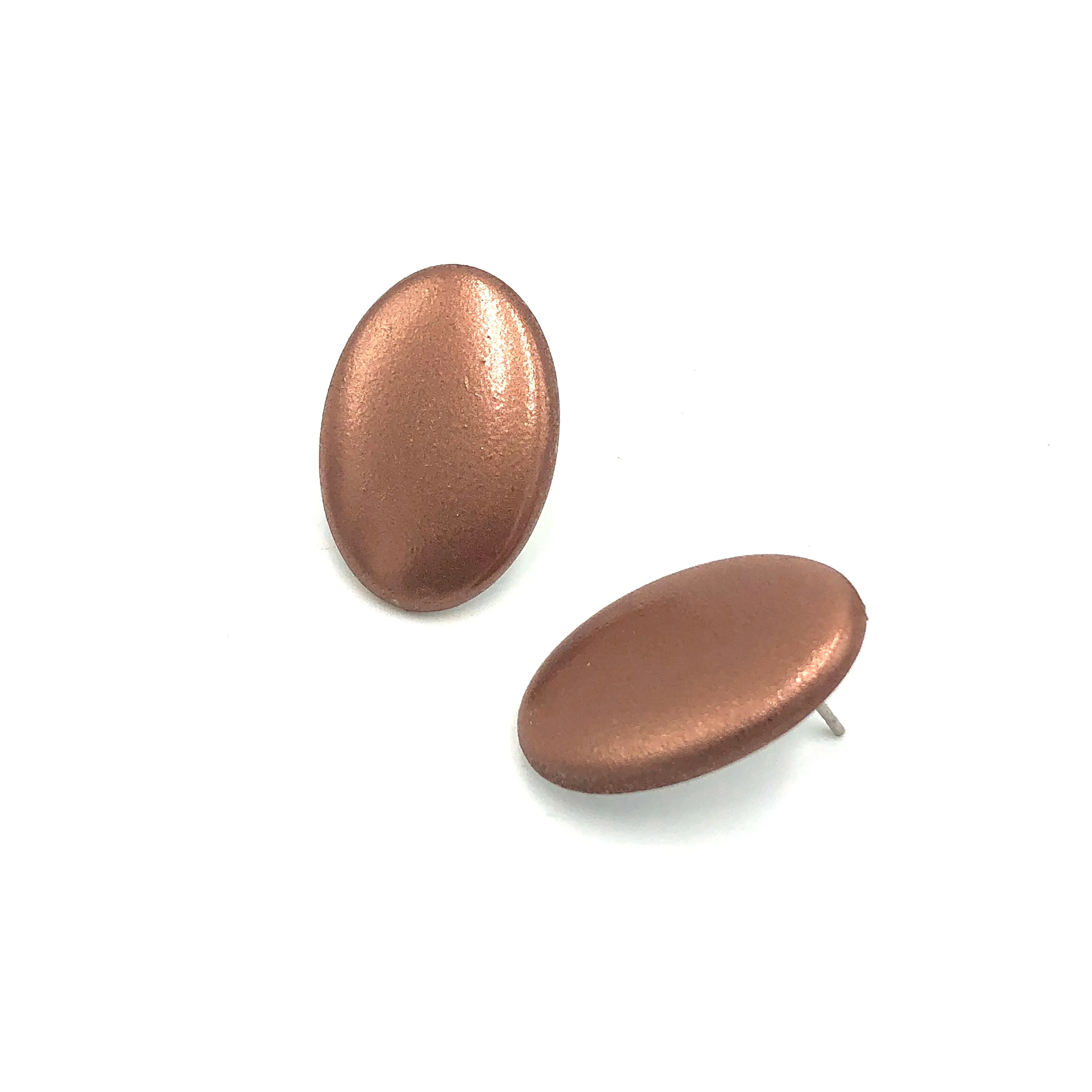 Shabby Metallic Copper Oval Stud Earrings