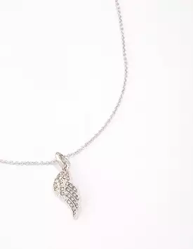 Silver Diamante Angel Wing Necklace