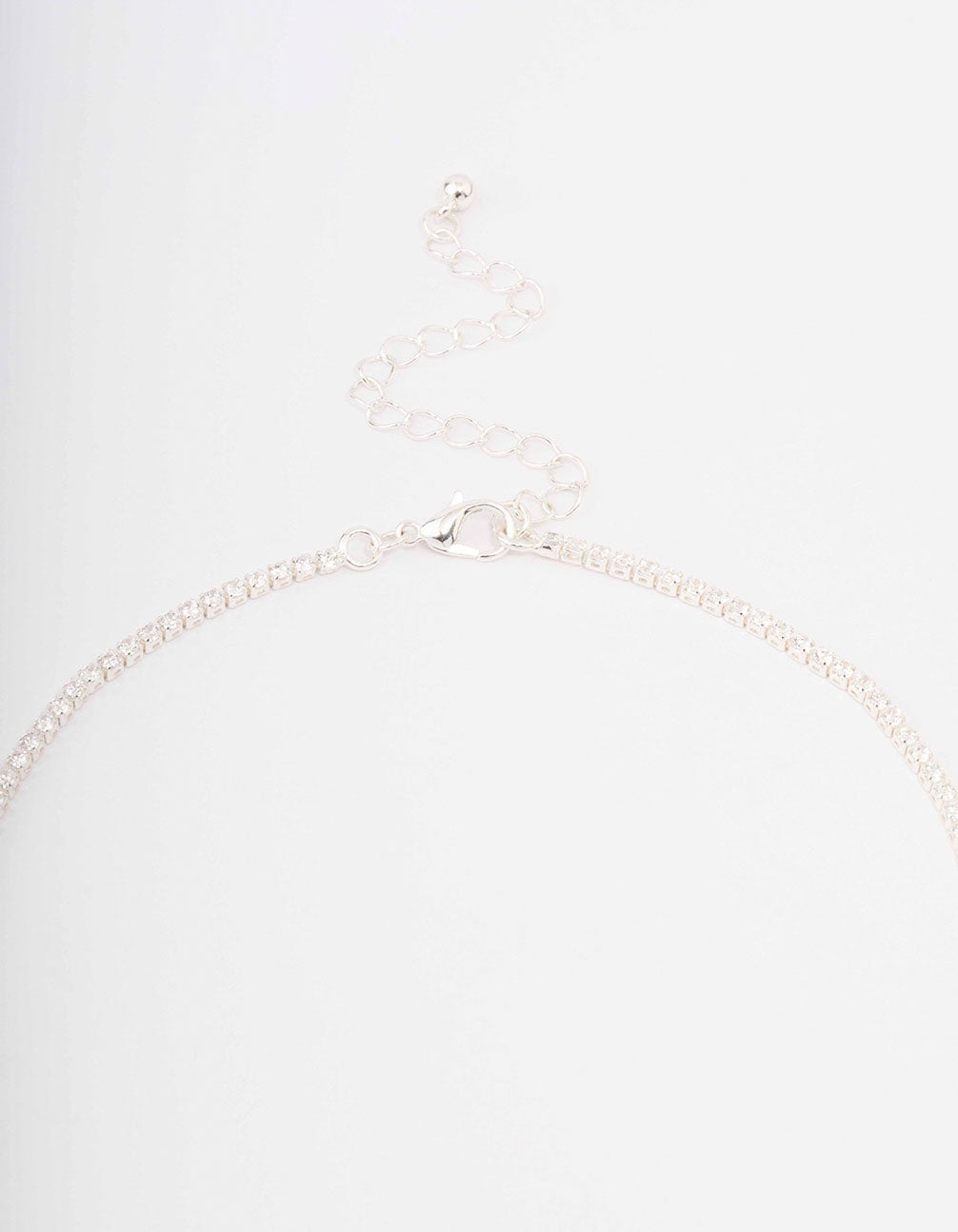 Silver Fine Ribbon Cubic Zirconia Lariat Necklace