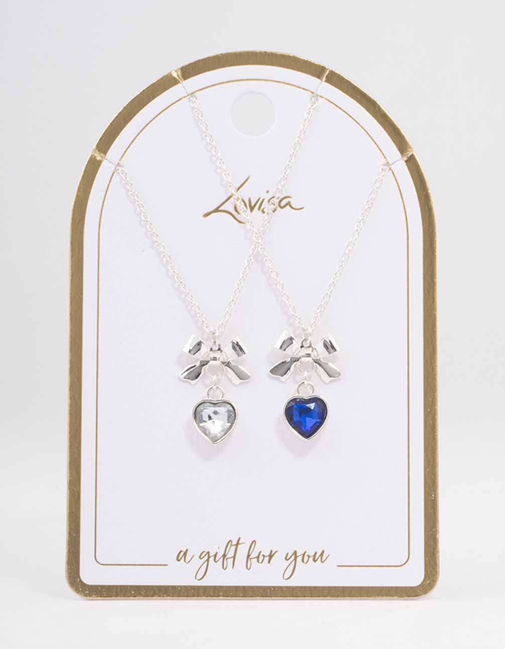 Silver Heart & Bow Necklace Pack