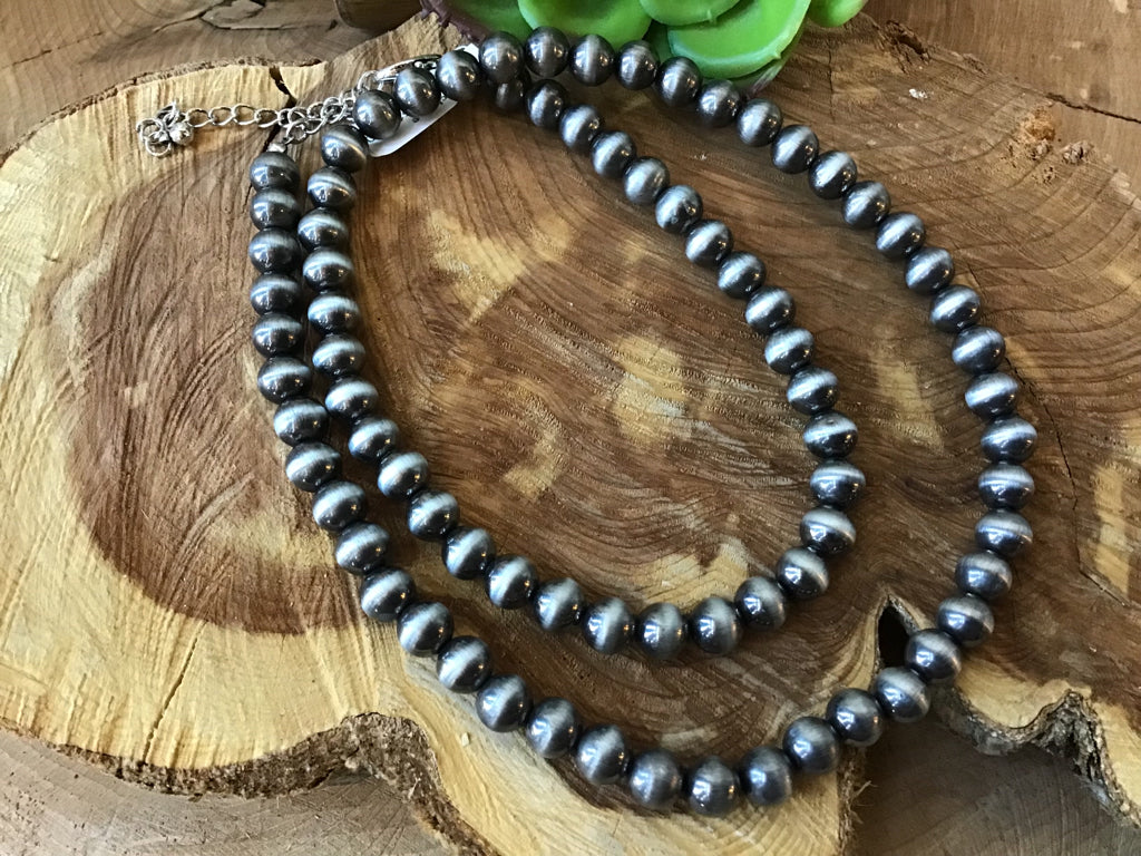 Silver Navajo Style Pearl Necklace