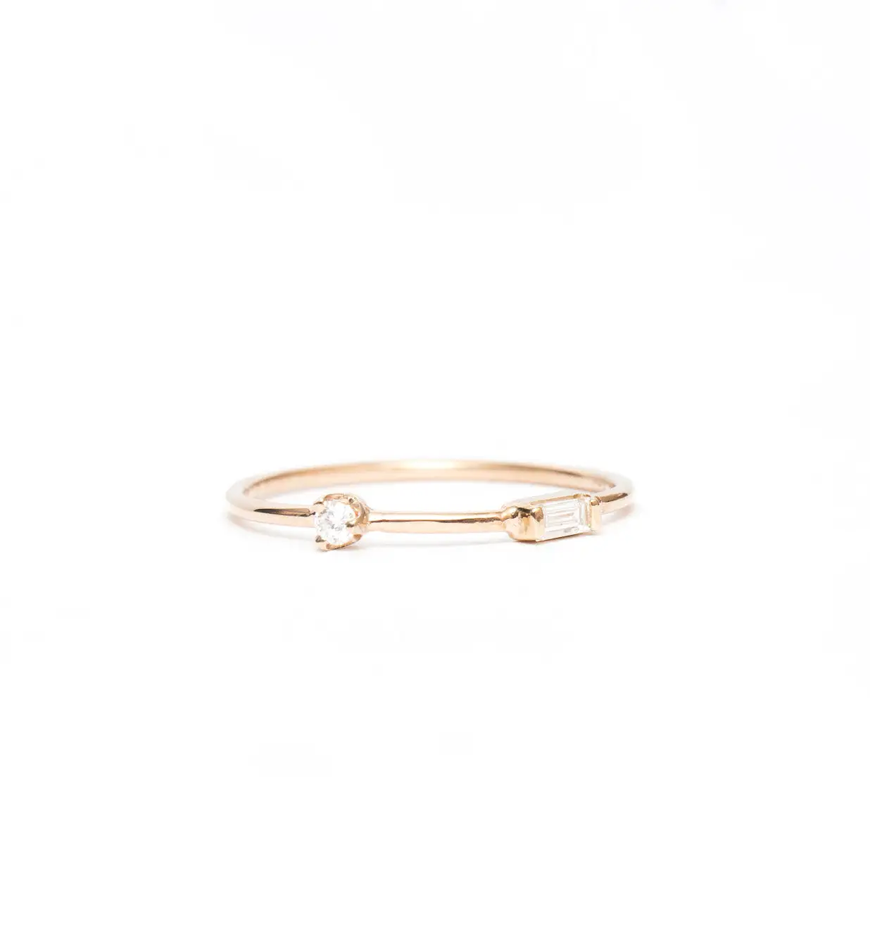 Spaced Baguette and Round Diamond Ring