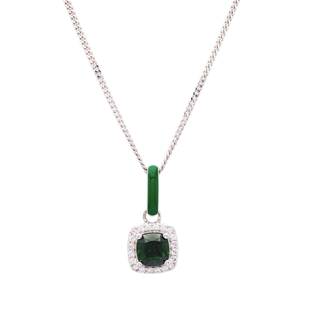 Sterling Silver With Green Enamel Necklace