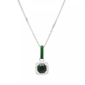 Sterling Silver With Green Enamel Necklace