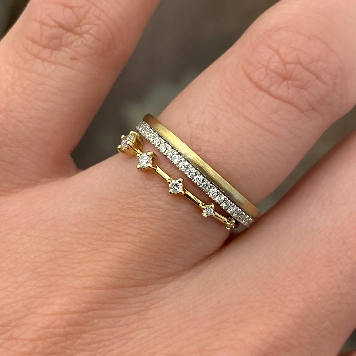 Super Tiny 5 Diamond Stacking Ring