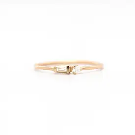 Tapered Baguette and Prong Diamond Ring