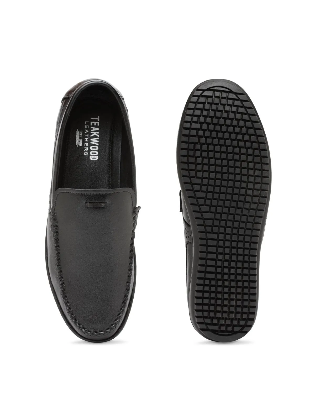 Teakwood Leather Black Casual Shoes