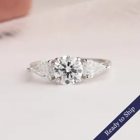 Three Stone Round Cut Lab Diamond Engagement Ring