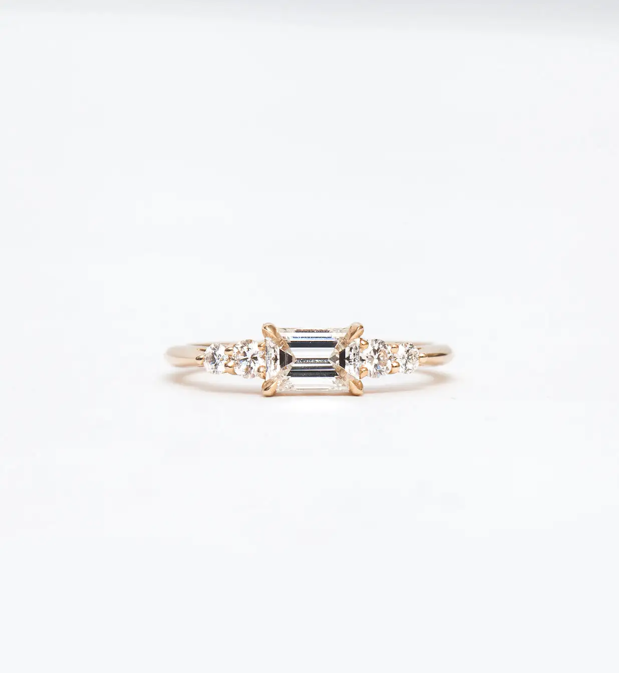 White Diamond Five Stone Bea Ring