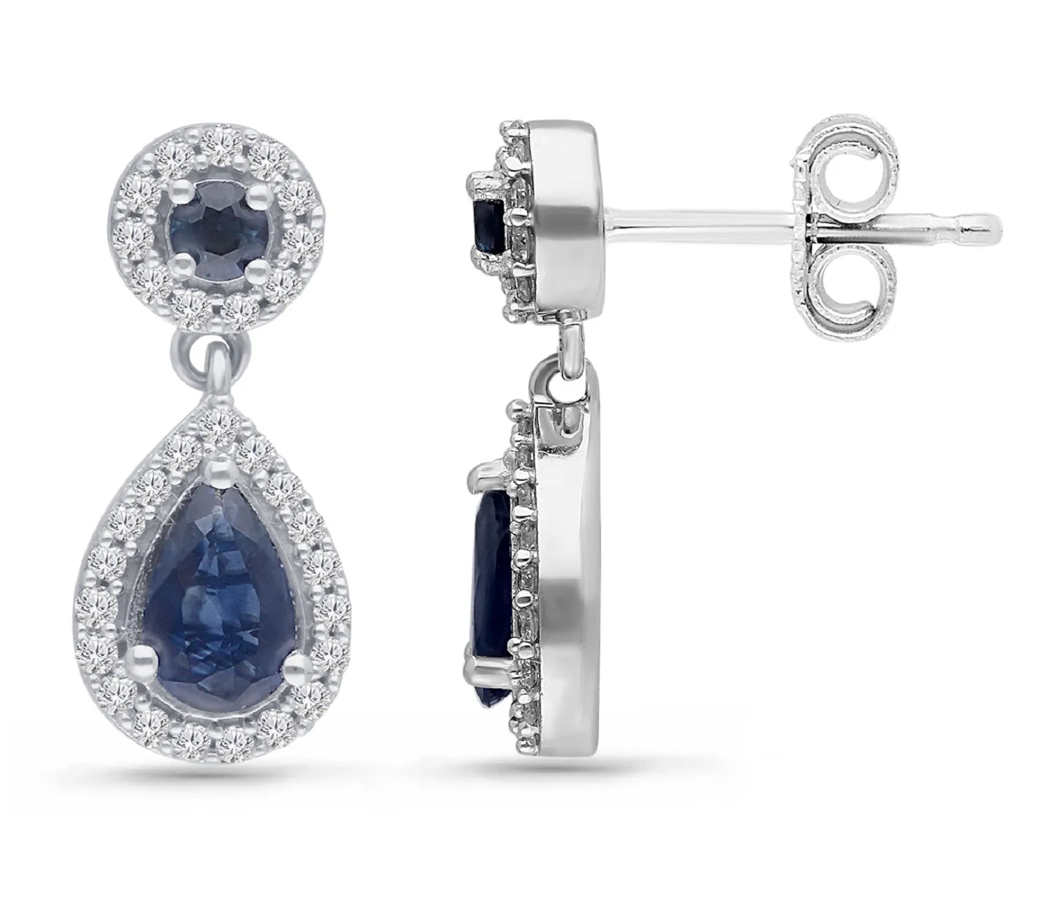 White Gold Sapphire & Diamond Heirloom Earrings