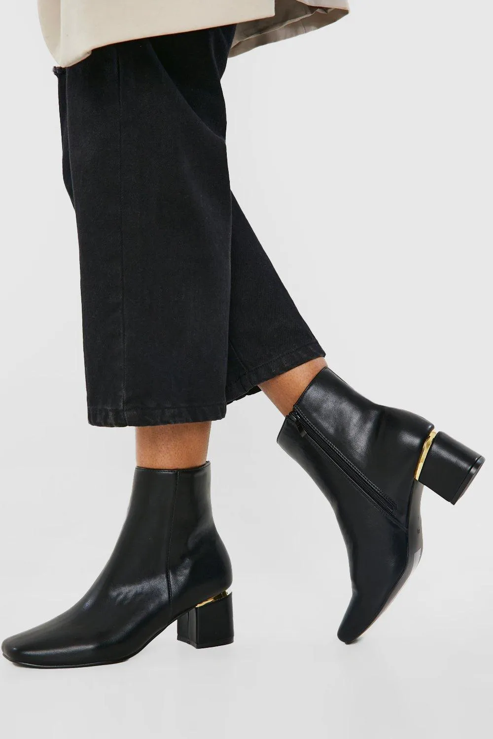 Wide Width Hardware Detail Block Heel Boots