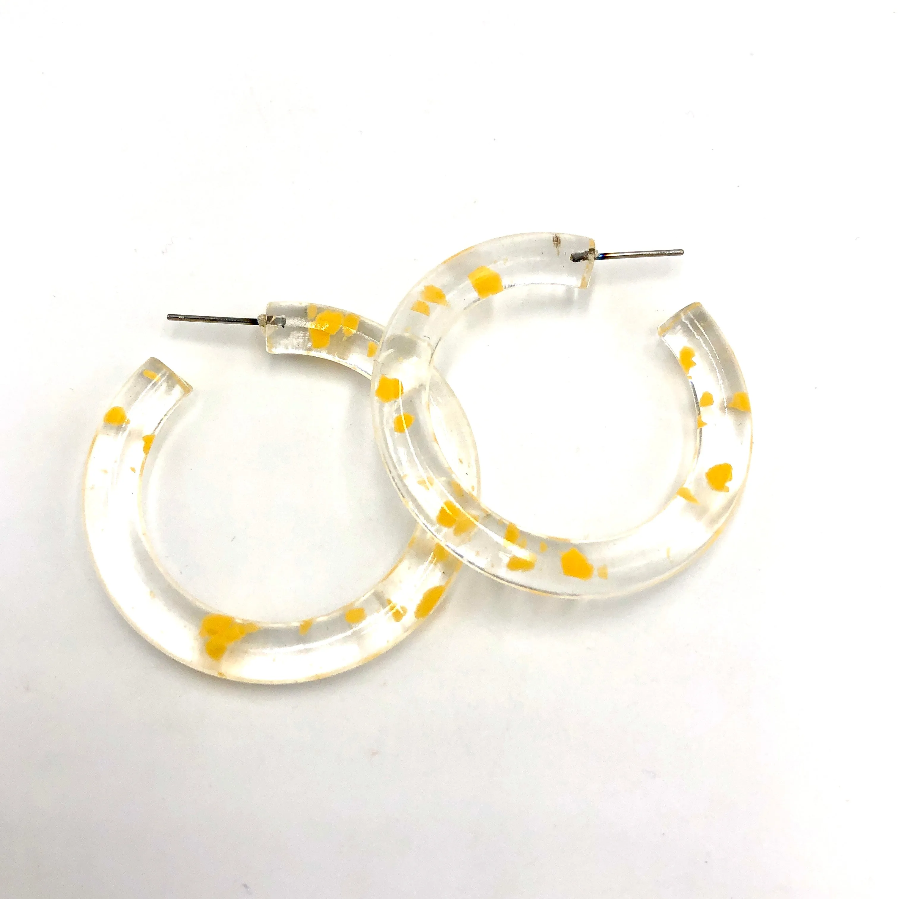 Yellow & Clear Confetti Hoop Earrings - 1.75