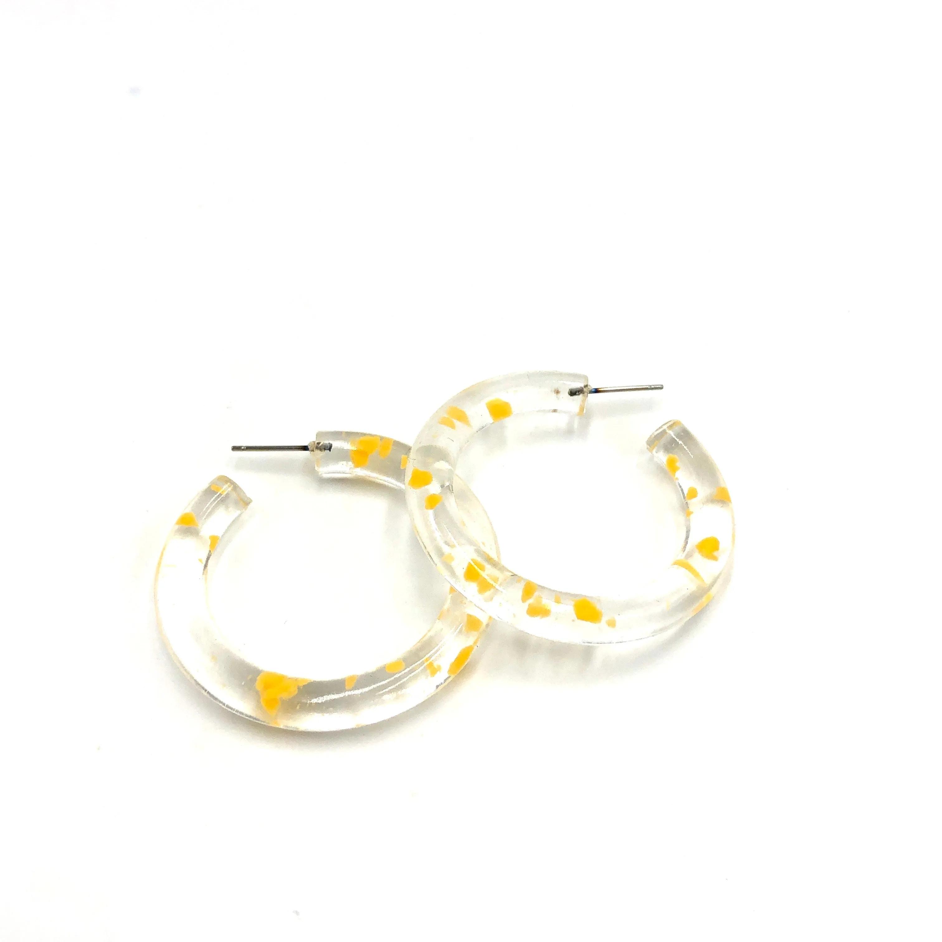 Yellow & Clear Confetti Hoop Earrings - 1.75