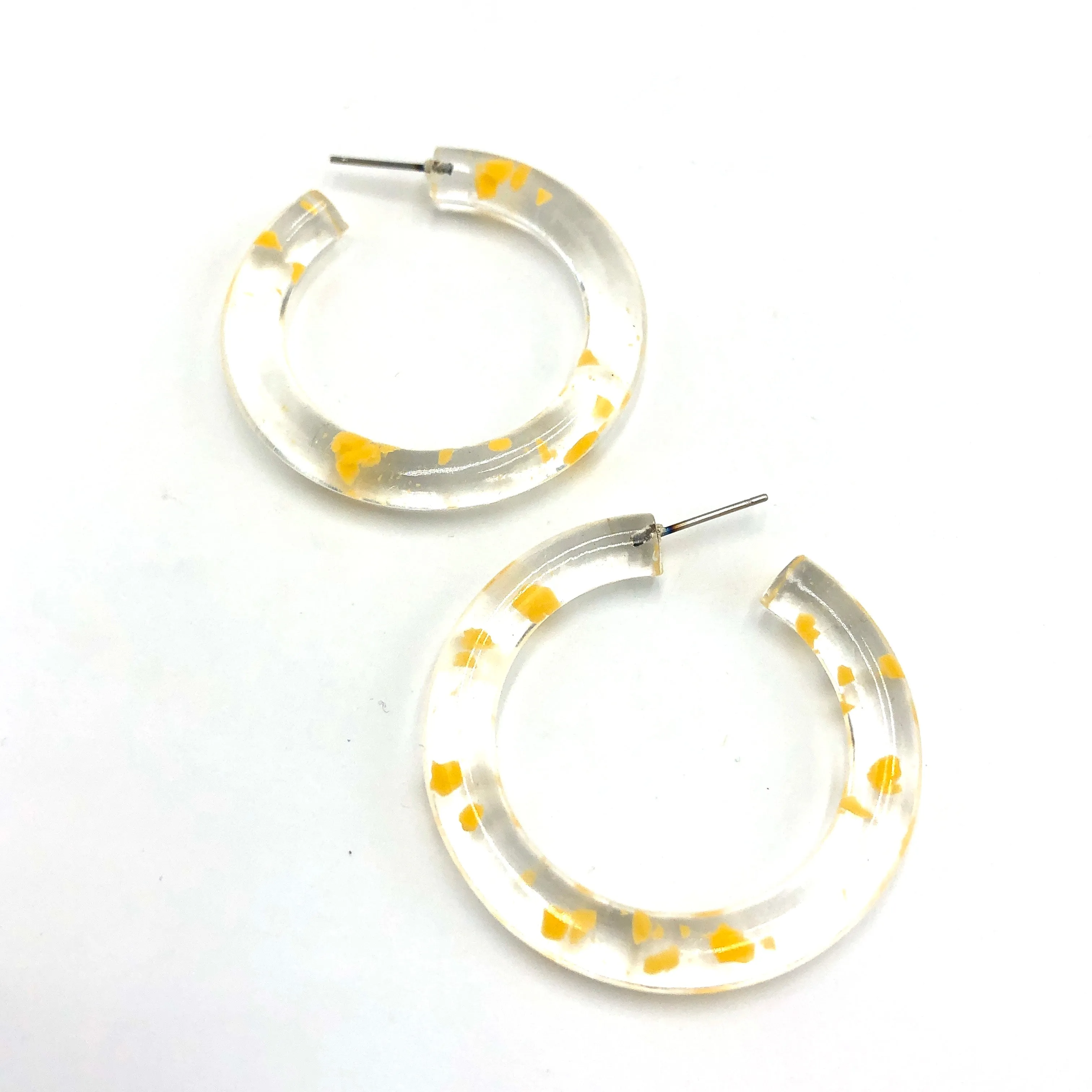 Yellow & Clear Confetti Hoop Earrings - 1.75